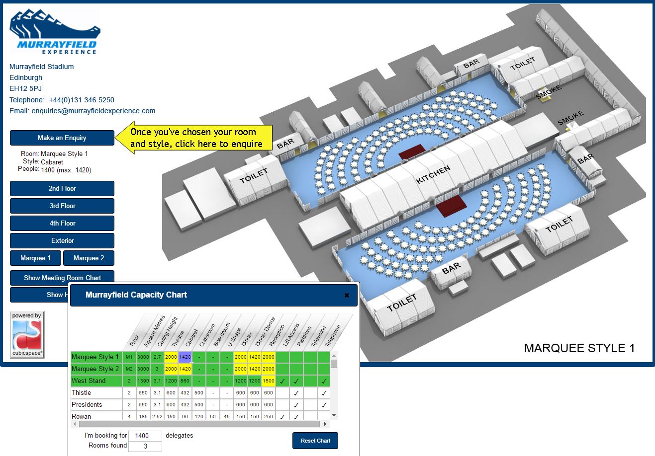 vFloorplan helps the home of Scottish Rubgy to intelligently search their vFloorplan for Marquees as well and interactively see how they match event numbers